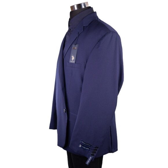 NWT US Polo ASSN Stretch Blue Navy Striped Blazer Sport Coat Jacket 50R Suits - Picture 8 of 15
